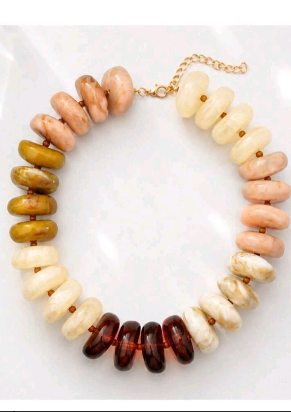 NEW! Trendy Multi-Tone Chunky Beaded Statement Gold Hardware Necklace